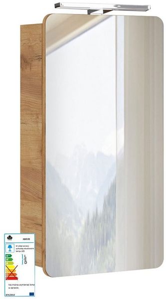 Spiegelschrank 40 cm mit LED-Beleuchtung LUTON-56 Wotan Eiche Nb. Nb. B/H/T ca. 40/75-80/16 cm