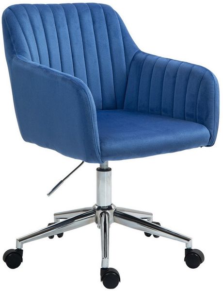 SVITA Bürostuhl OLIVER, Schreibtischstuhl, Drehbar, Höhenverstellbar, Samt, Blau