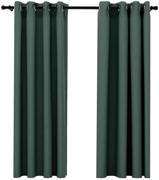 vidaXL Verdunkelungsvorhänge Ösen Leinenoptik 2 Stk. Grün 140x175 cm 321184