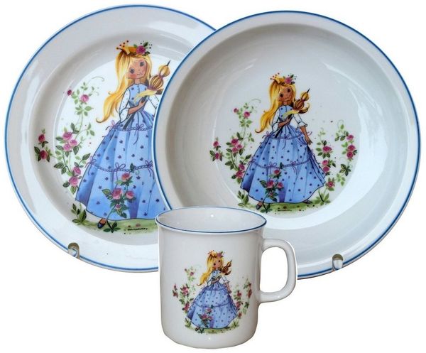 L.E.R.D. 93 Kindergeschirr-Set modernes Kindergeschirr Set Porzellan 3 teilig Dornröschen, Porzellan, Kindergeschirr Set Porzellan 3 teilig Dornröschen