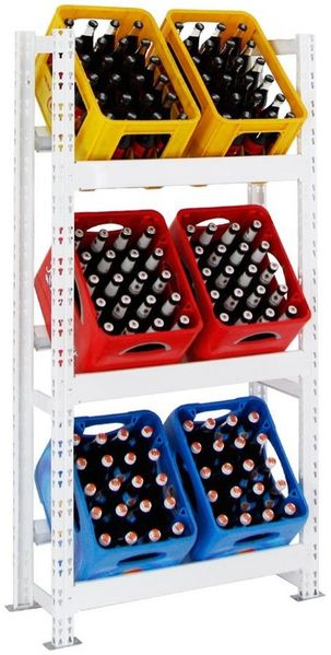 PROREGAL® Standregal Getränkekistenregal Tegernsee Weiß, HxBxT 160x80x30cm, 6 Kästen
