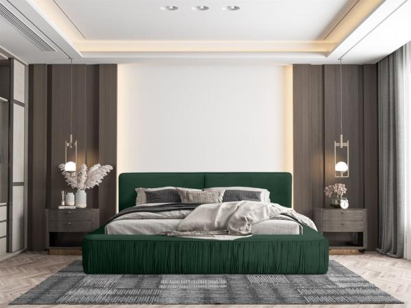 Polsterbett Doppelbett LEXIE 140x200cm in Stoff Riviera Grün