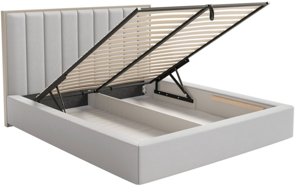 Selsey 'Togents' Polsterbett 160x200 mit Veloursbezug und Bettkasten, Hellgrau Bild 4