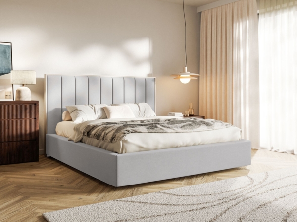 Selsey 'Togents' Polsterbett 160x200 mit Veloursbezug und Bettkasten, Hellgrau Bild 3
