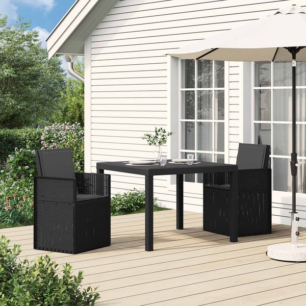vidaXL Garten Essgruppe mit Kissen 3 pcs Anthrazit PP 3430040