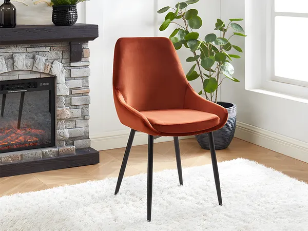 Vente-unique - MASURIE Stuhl SamtStoff Rot - B 56 cm x H 85,5 cm x L 49 cm