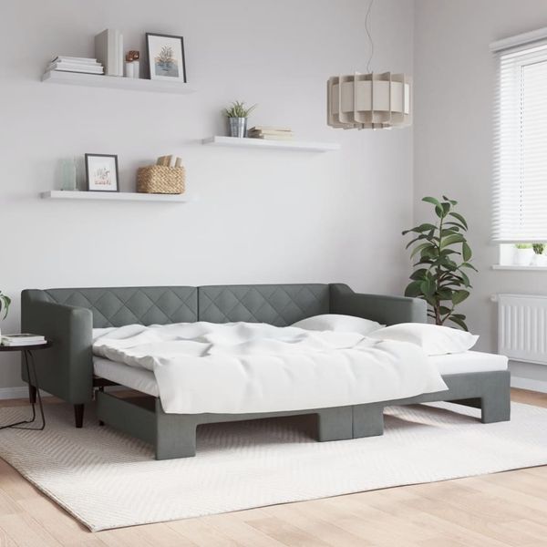 vidaXL Tagesbett Ausziehbar Dunkelgrau 90x200 cm Stoff 3197427