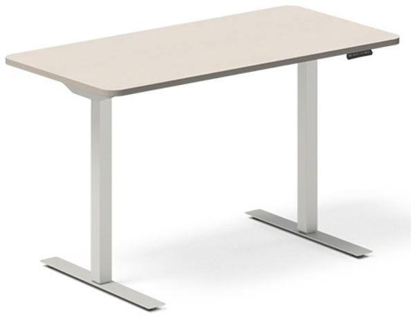 Höhenverstellbarer Tisch DNA Birke 1600x800 mm 2-Bein/Alu-grau