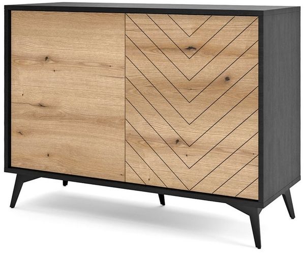 Lomadox Kommode DALE-160, Anrichte Wohnzimmer schwarz Eiche 104x77x39 cm