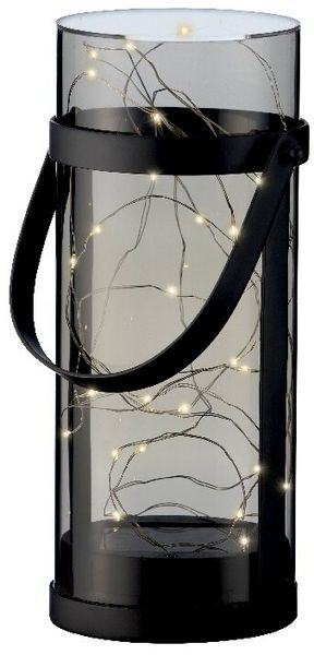 Lumineo Solarleuchte, Acryl grau, Ø 10 cm x H 23.5 cm, mit LED-Leuchtmittel