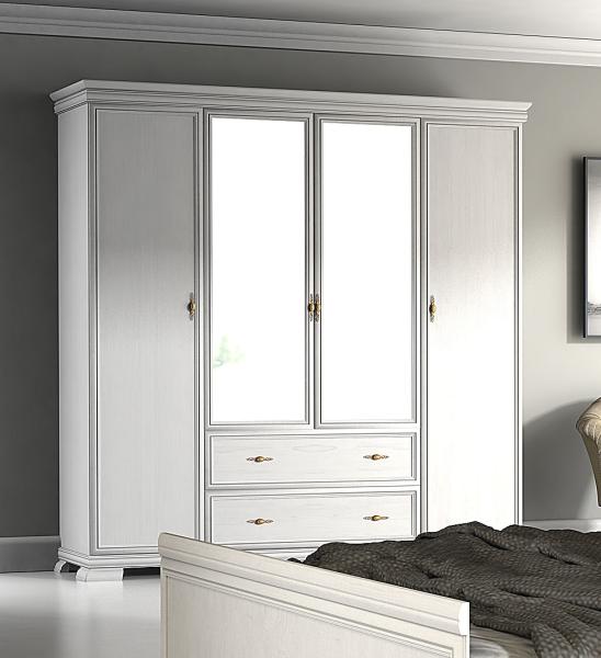 Kleiderschrank ""Kora"" Drehtürschrank 208cm 4-türig Spiegel andersen pinie rustikal