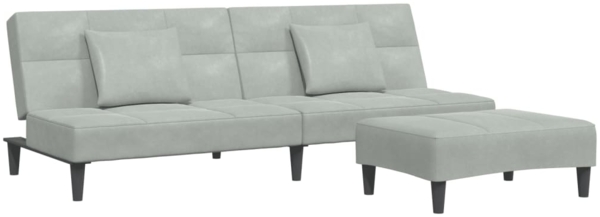 vidaXL Schlafsofa 2-Sitzer mit Fußhocker Hellgrau Samt 3258110