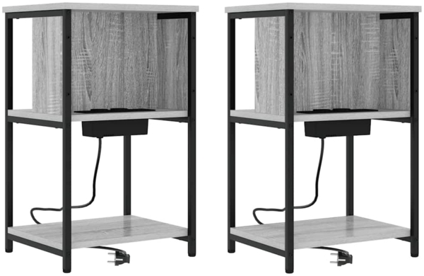 vidaXL Nachttisch 2 pcs Grau Sonoma 38 x 31 x 61 cm Holzwerkstoff 859457
