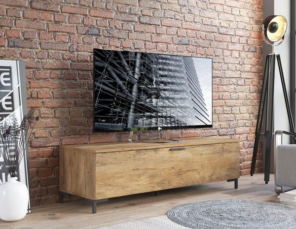 Lowboard Alternative TV-Unterschrank 150 x 48 x 42 cm kastanie breslau mit Klappe