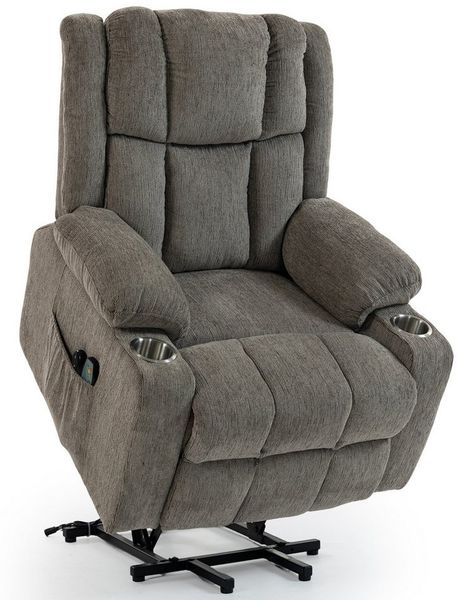 KLAM HOME Relaxsessel TV-Massagesessel mit Aufstehfunktion, Wärme & 4D-Vibration (Relaxsessel mit Remacro-Motor,Fernbedienung & Edelstahl-Getränkehalter), Senioren-Sessel für Wohnzimmer, Home-Office & Gästezimmer