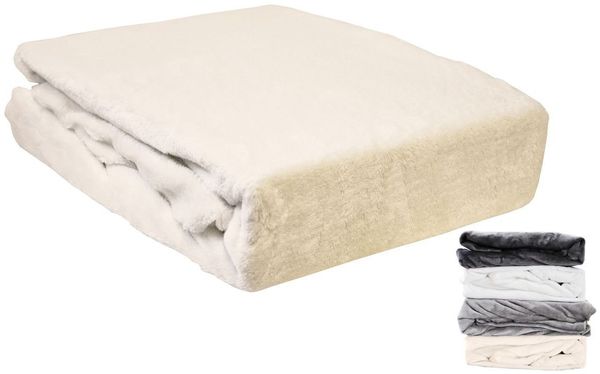 JACK Spannbettlaken Teddy Flausch Cashmere Touch Weiß Grau Anthrazit, Microfaser, Gummizug: Rundumgummizug, (1 Stück), Teddy Plüsch, kuschlig, weiche Oberfläche, superweicher Cashmere-Touch