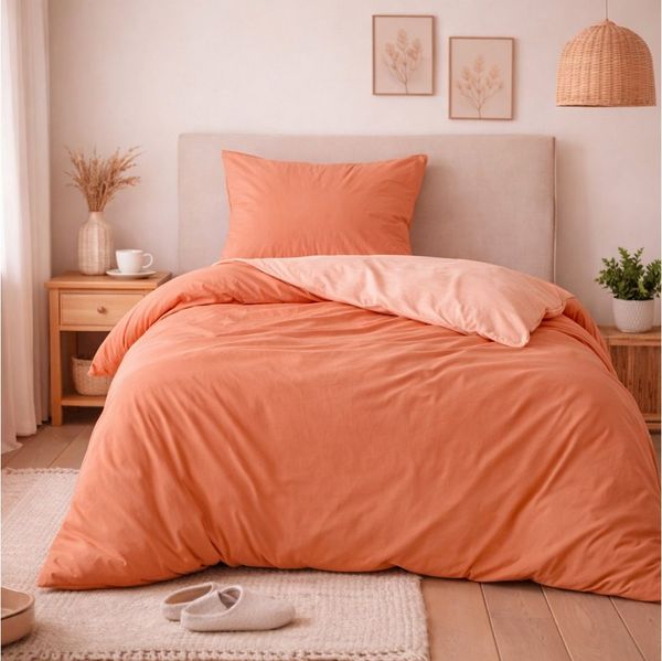 Bettwäsche-Set (135x200cm) - Byrklund Side Way Terracotta/White
