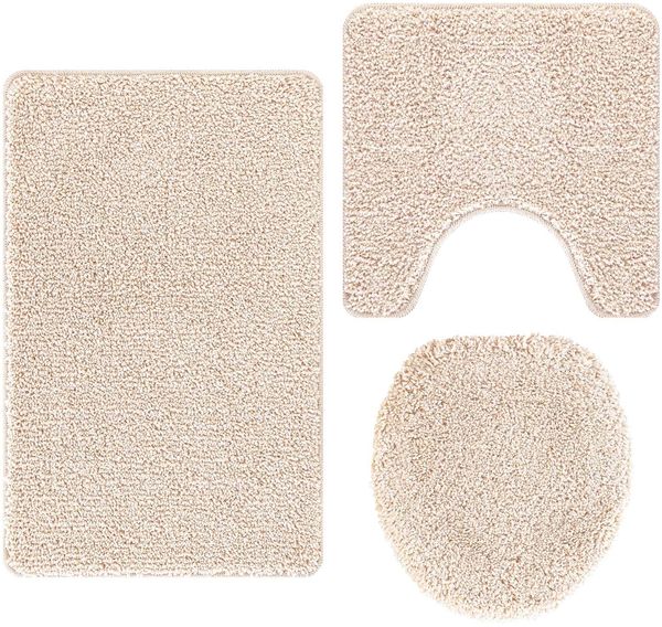 vidaXL Anti-Rutsch Badematten-Set 3 pcs Creme PP 4019866