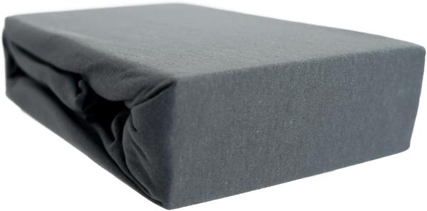 Jersey Spannbettlaken, 100% Baumwolle, 90-100x200 cm + 25 cm Rundumgummizug Anthrazit