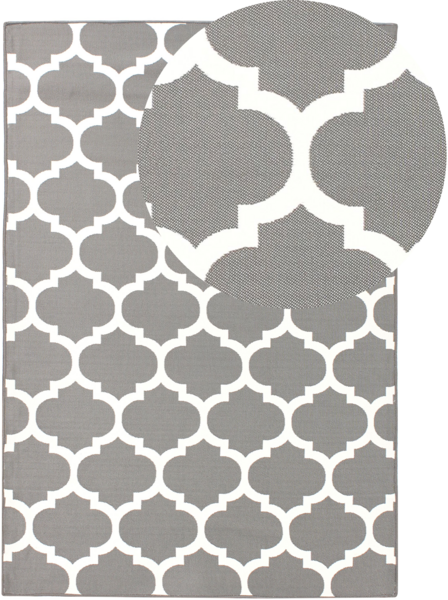 Teppich grau 140x200 cm marokkanisches Muster zweiseitig Kurzflor AKSU