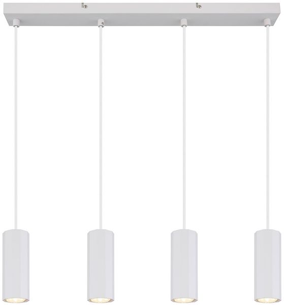 Hängeleuchte, weiß matt, 4 flammig, H 120 cm