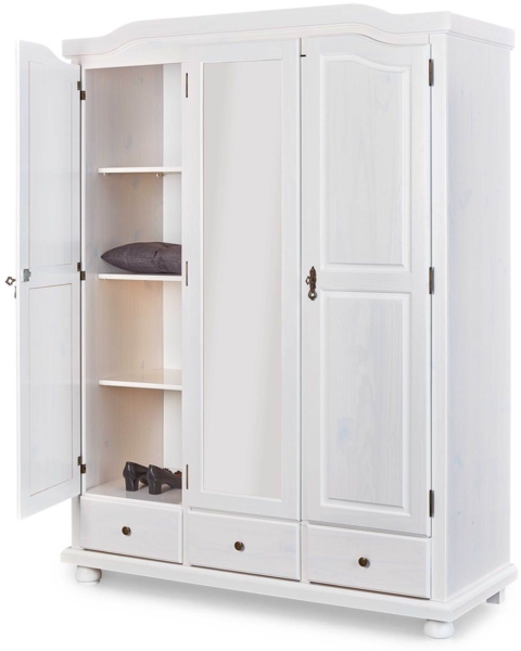 Kleiderschrank KAPPL weiß Dielenschrank 3 Türen Kiefer