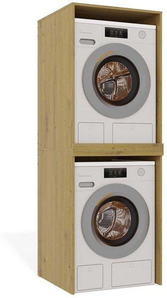 Raumhirsch Furniture Waschmaschinenumbauschrank für zwei Geräte – stabiler Waschmaschinenschrank (Waschmaschinenschrank für Trockner und Waschmaschine Überbauschrank)