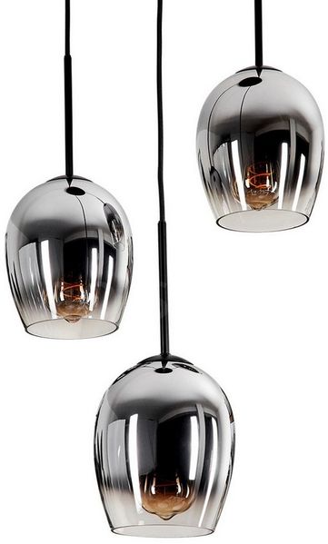 hofstein Hängeleuchte Hängelampe aus Metall/Glas in Schwarz/Chromfarben/Klar, ohne Leuchtmittel, im Vintage/Retro Design, Glasschrime Ø15cm, 3x E27, ohne Leuchtmittel