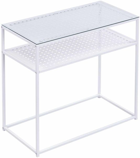 Konsolentisch Glas Metall 80x40x77 cm Flurtisch Weiß Schmal
