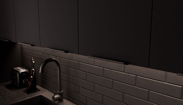 Winkelküche ARONA + SIENA 350x290 Küchenzeile Eckküche Küche Kaschmir + Schwarz Bild 4