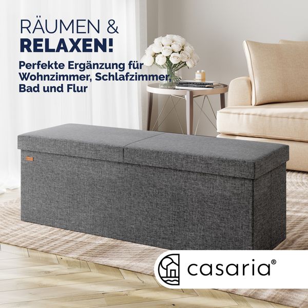 CASARIA® Faltbarer Sitztruhe mit Stauraum Leinenoptik Anthrazit XL