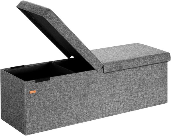 CASARIA® Faltbarer Sitztruhe mit Stauraum Leinenoptik Anthrazit XL