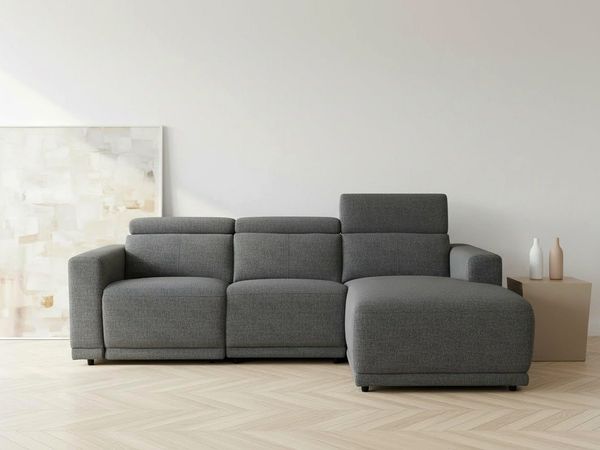OTTO home Ecksofa LEOON L-Form, 255 cm - elektr. Relaxfunktion, mit USB A/C-Anschluss. Federkern, verstellbaren Kopfstützen, Webstoff