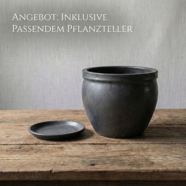 Teramico Blumentopf Pflanzgefäß "Tall" Ø 21 cm +Teller – Anthrazit, Blau, Grün (1 St), Frostfest, UV-Fest