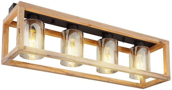LED Deckenleuchte, Glas rauch, MDF, schwarz matt, L 75 cm