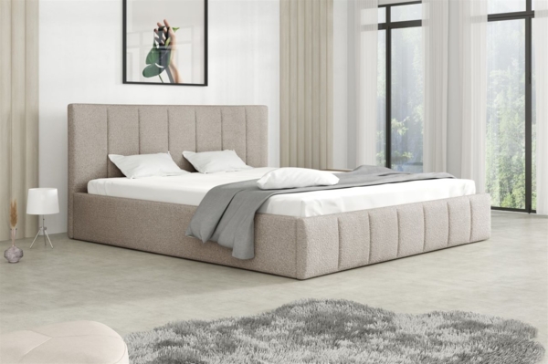 Polsterbett Doppelbett DETROIT Komplettset 140x200cm Stoff Freya Cappuccino