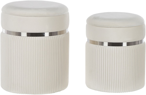 Pouf CAMDENTON 2er Set Cremeweiß Samtstoff 36 31 cm 36 31 cm