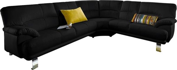 TRENDMANUFAKTUR Ecksofa Cecilia in italienischem Design, modern und komfortabel, L-Form, bequeme Armlehnen, mit langem Schenkel