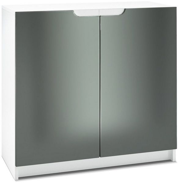 Vladon Sideboard Logan, Kommode mit 2 Türen, Weiß matt/Graphit Seidenmatt (82 x 78 x 37 cm)