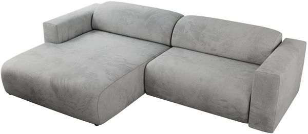 Ecksofa PASADENA, freistehendes Ecksofa, breite Armlehnen, Federsitz - links - Hellgrau Velours Bild 6