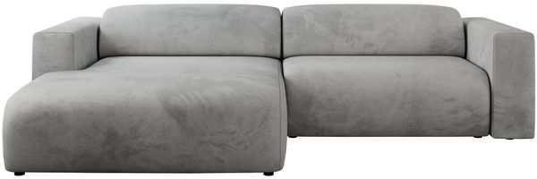Ecksofa PASADENA, freistehendes Ecksofa, breite Armlehnen, Federsitz - links - Hellgrau Velours Bild 5