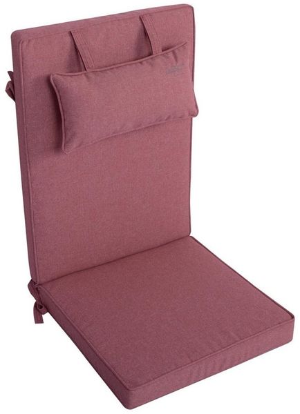 LILENO HOME Hochlehnerauflage mit Kopfkissen, bequeme Sitzauflage für Gartenmöbel, Stuhlkissen, (1er Set), Polsterauflage in Rot, Sitzpolster waschbar für Klappstühle