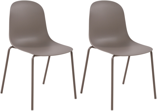 CLP 2er Set Stühle Hardin, stapelbare gartenstühle, wetterfest und UV-beständig,taupe