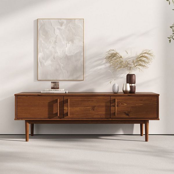 IDIMEX Lowboard TECCA, Sideboard mit 3 Türen aus Massivholz Kiefer Kastanie farben