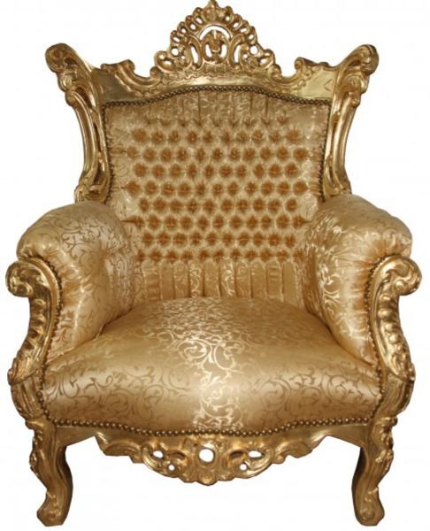 Casa Padrino Barock Sessel "Al Capone" Mod 2 Gold Muster / Gold Möbel Antik Stil