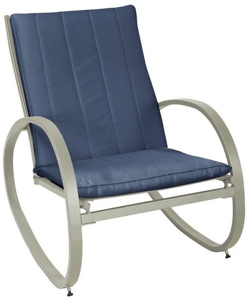 SVITA Gartenstuhl EIBY DELUXE, Schaukelstuhl, outdoor, mit Armlehnen, gepolstert, Blau/Hellgrau