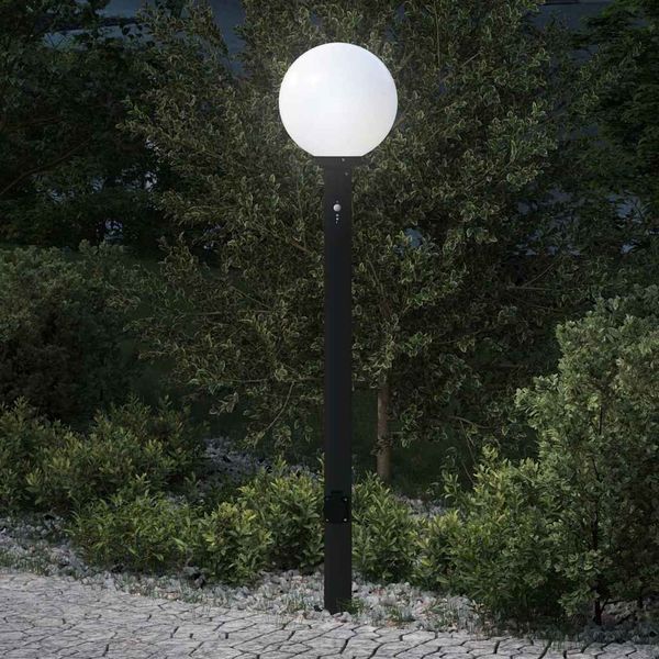 vidaXL Pollerleuchte mit Sensor und Steckdose 120 cm Schwarz IP44 4006125