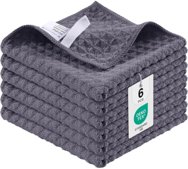 Moosfor Mikrofasertücher 6er-Set Saugfähige Fusselfrei Spültücher Küche 30 x 30