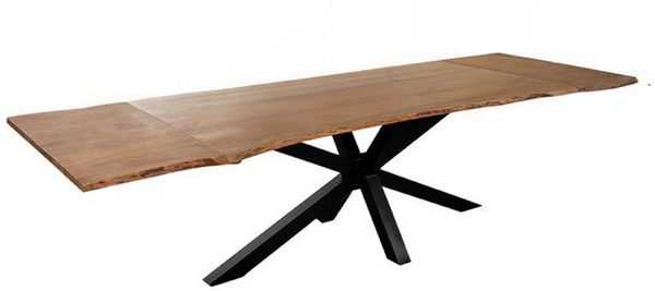 SAM® Baumkantentisch Soroa, massives Akazienholz, Baumkante, Spider-Gestell und Ansteckplatten