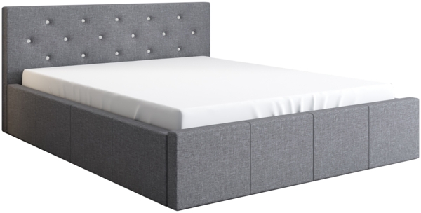 Polsterbett SKIDI-OM 140x200 ohne Matratze mit Bettkasten und Lattenrost. Farbe: Silber 21